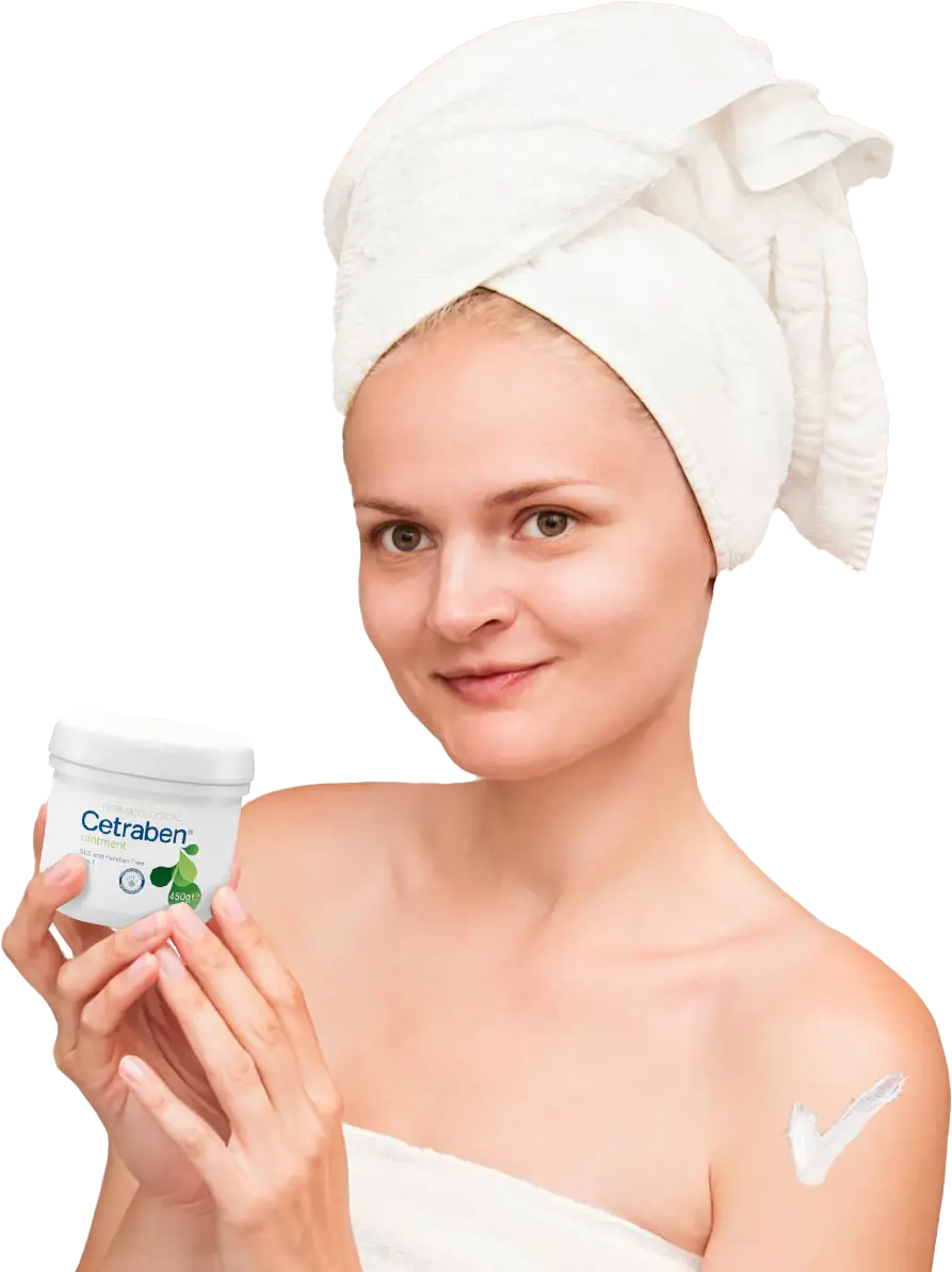 Lady holding Cetraben Ointment